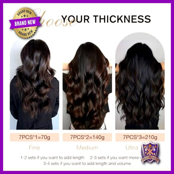 16 Inch Clip In Human Hair Extensions 70g 7pc Silky Straight Remy